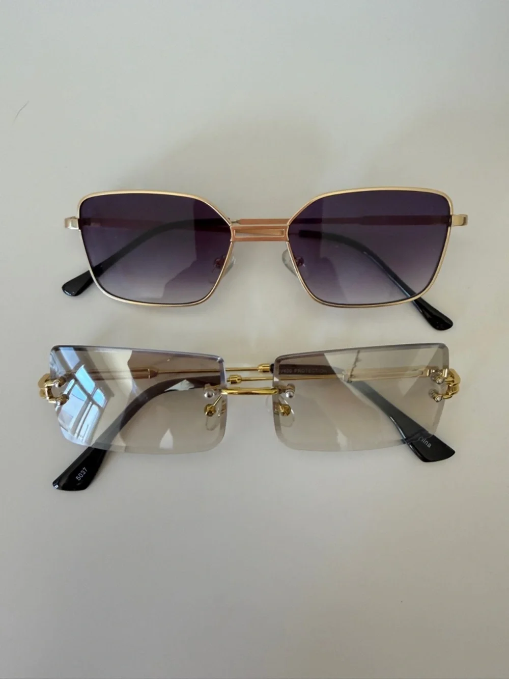 Gold Rim Rectangle Rimless Sunglasses - Women's Accessories - Picture 2 of 4